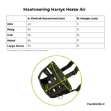 Maat tabel Harry's horse air graasmasker