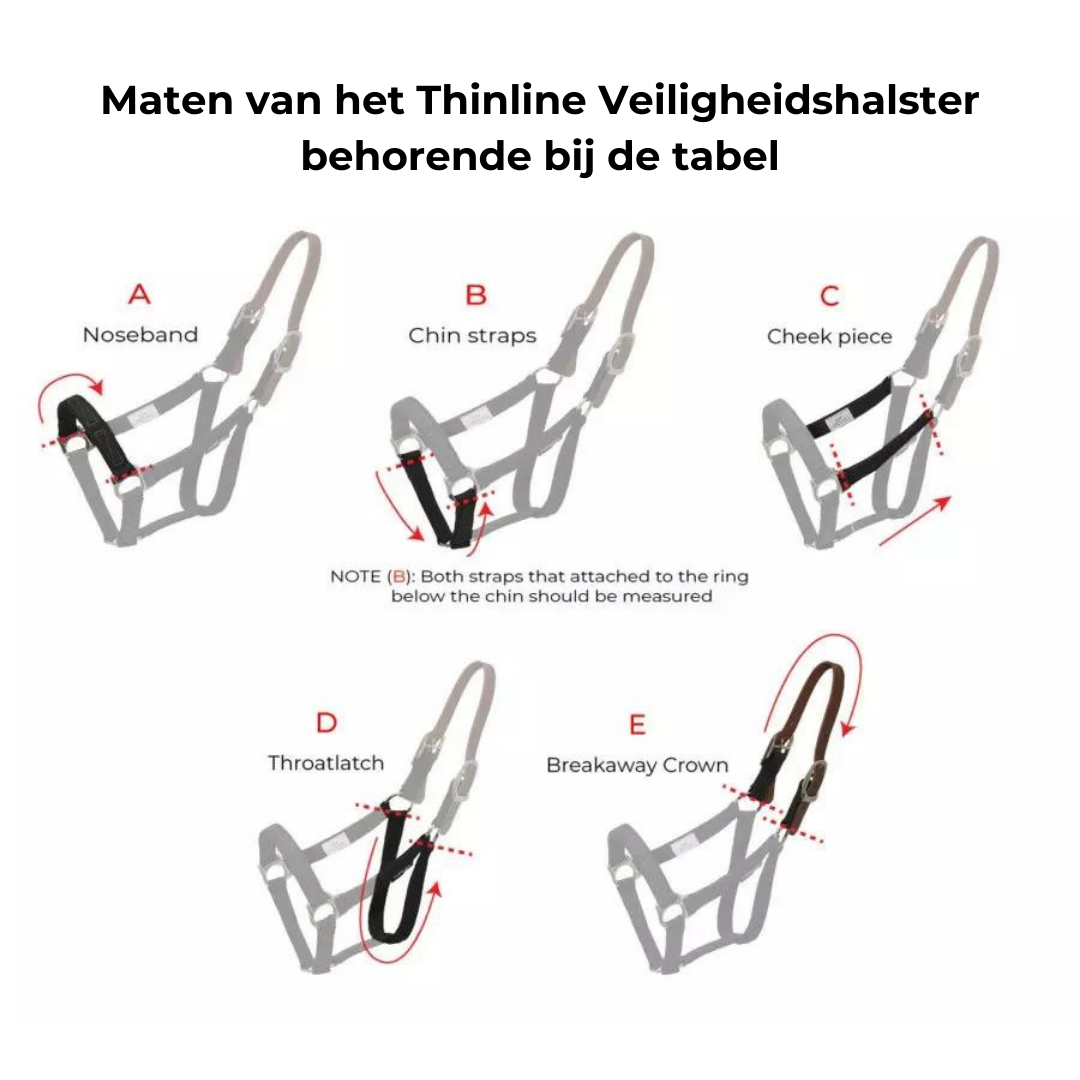 Maatinformatie van het thinline halster