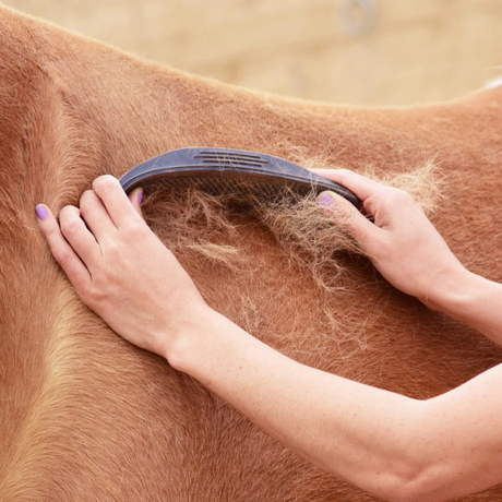 wintervacht paard verwijderen met striphair vachtborstel