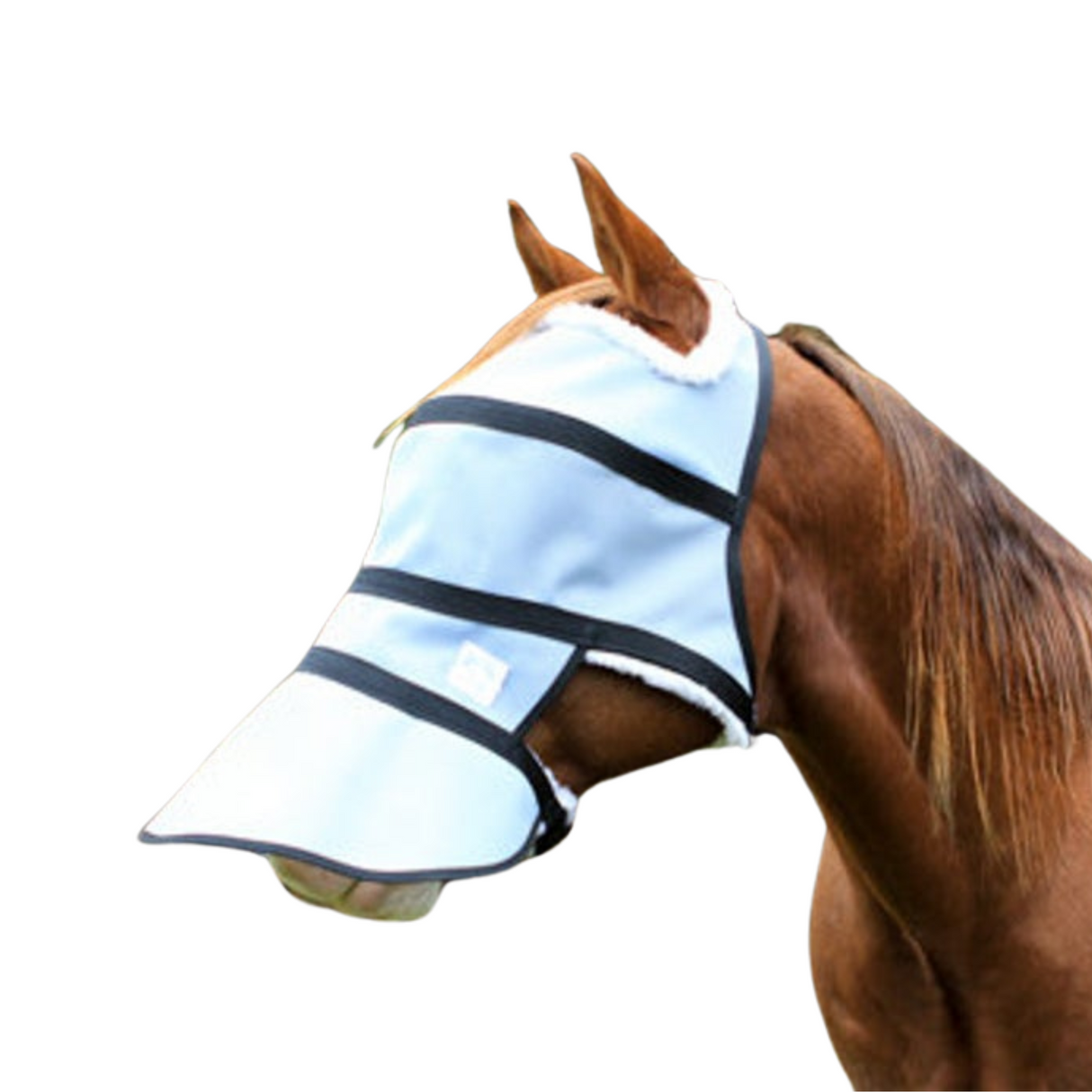 Paard draagt extra sterk 90% uv-werend uv-masker van NAG